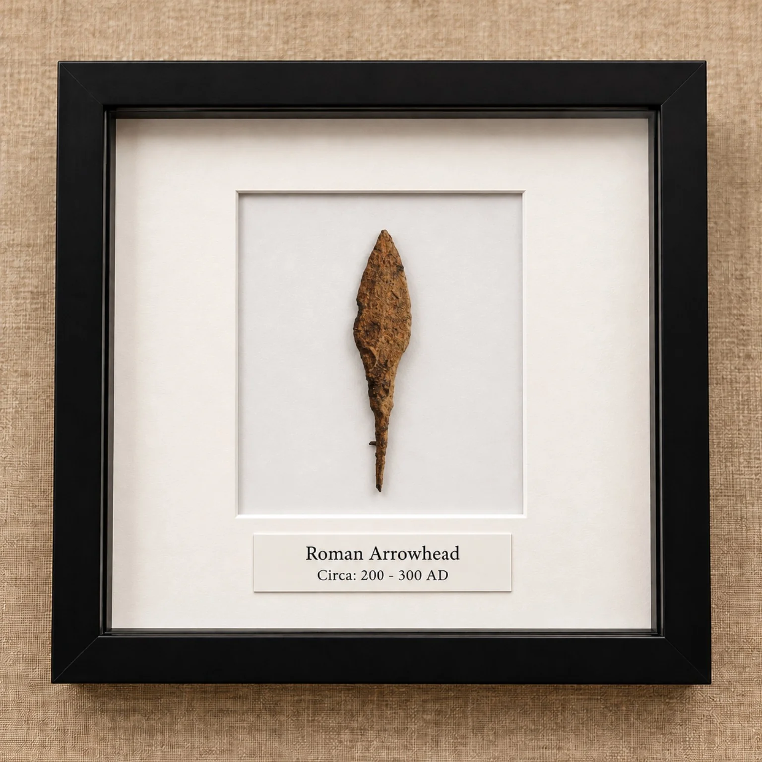 Illustrative framed Roman arrowhead