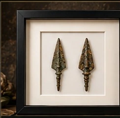 Illustrative framed arrangement for Greek Bronze Arrowheads I